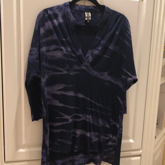 🔵 XCVI so soft tie dye slightly sheer jersey knit comfy tunic - Picture 6 of 12